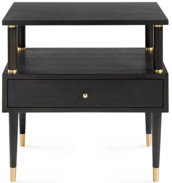 Gabriel Classic Gold Accent Dark Brown Oak Wood Nightstand