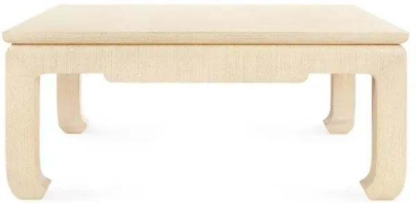 Bethany Coastal Natural Twill Fabric Chow Feet Square Coffee Table