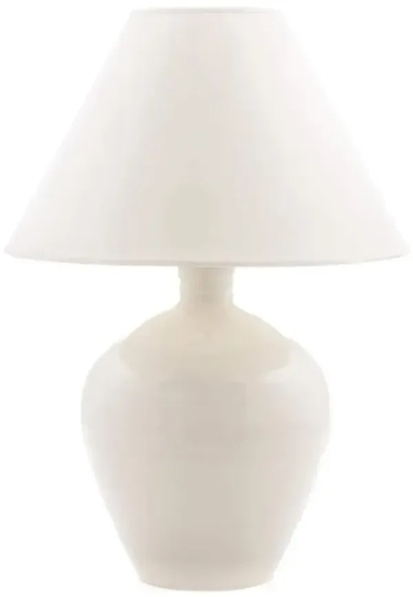 Simon Pearce Belmont Modern Empire Shade Crackle White Pottery Table Lamp