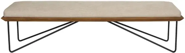 Grady Modern Classic Beige Performance Brown Teak Wood Bench