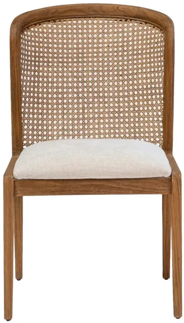 Fabian French Country Rattan Brown Teak Wood Cane Dining Chair
