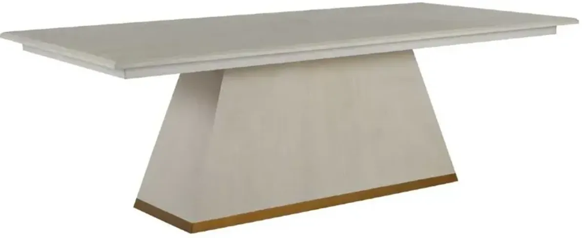 Ferris Modern White Mahogany Wood Gold Band Base Dining Table - 92"W