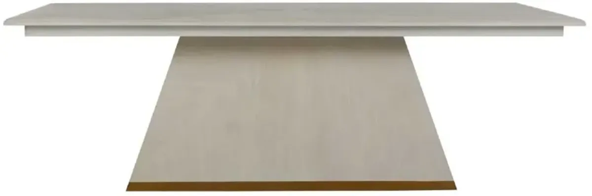 Ferris Modern White Mahogany Wood Gold Band Base Dining Table - 92"W