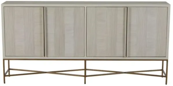 Carol Modern Classic Cerused White Wood Brass Sideboard