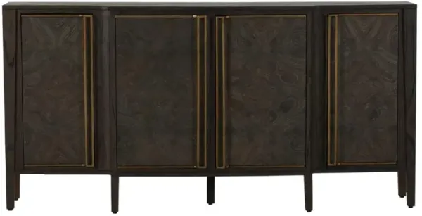 Fitzgerald Modern Classic Dark Brown Burl Wood Brass Sideboard