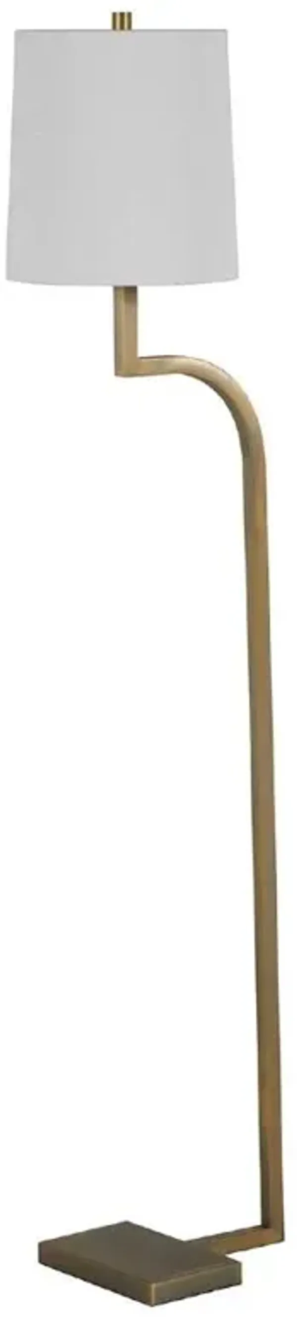 Hawthorne Modern Classic White Linen Antique Brass Iron Floor Lamp