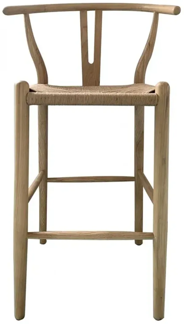 Venta Modern Classic Brown Woven Fiber Rope Wood Wishbone Counter Stool