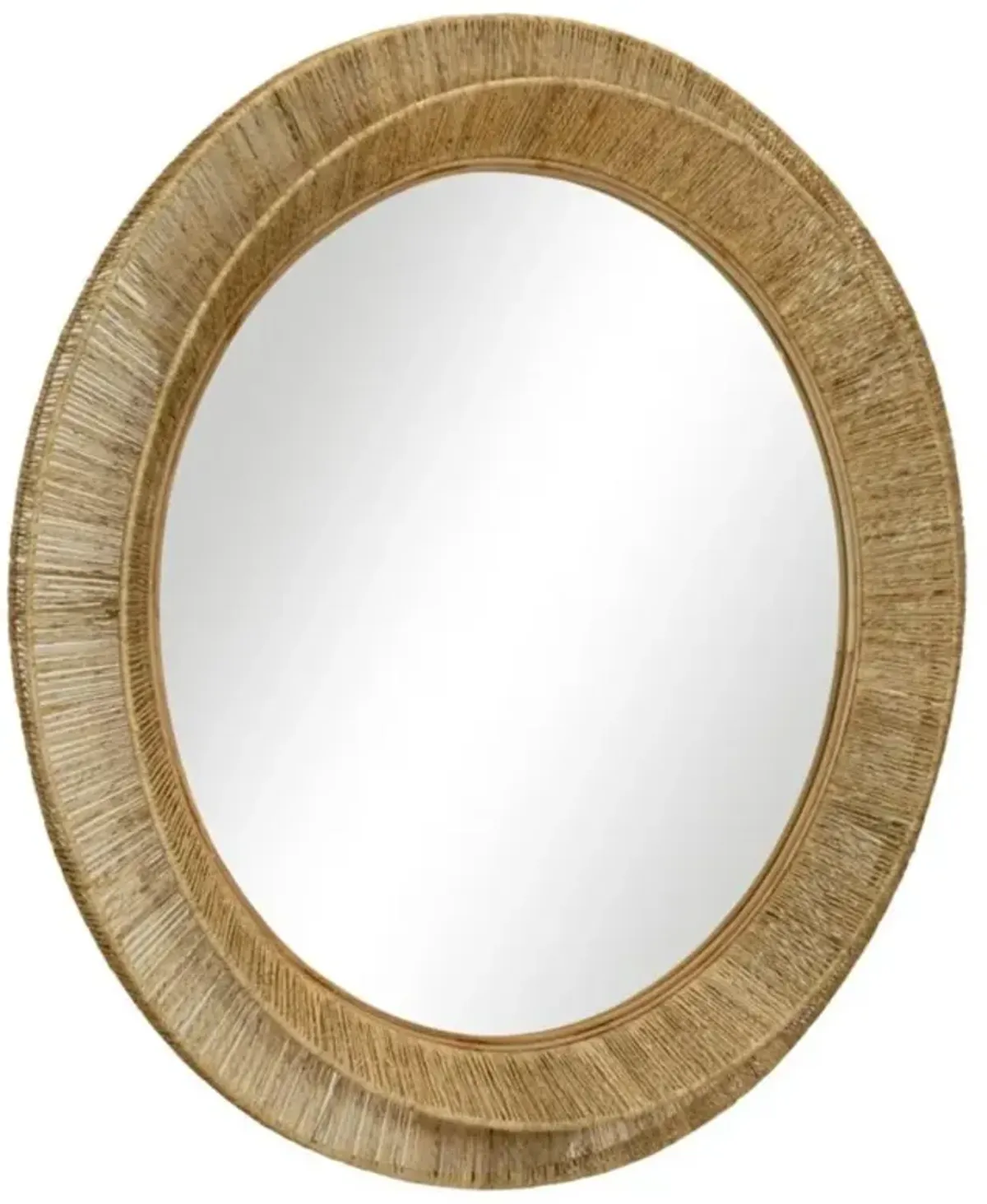 Jill Coastal Beach Natural Brown Jute Round Wall Mirror - Large