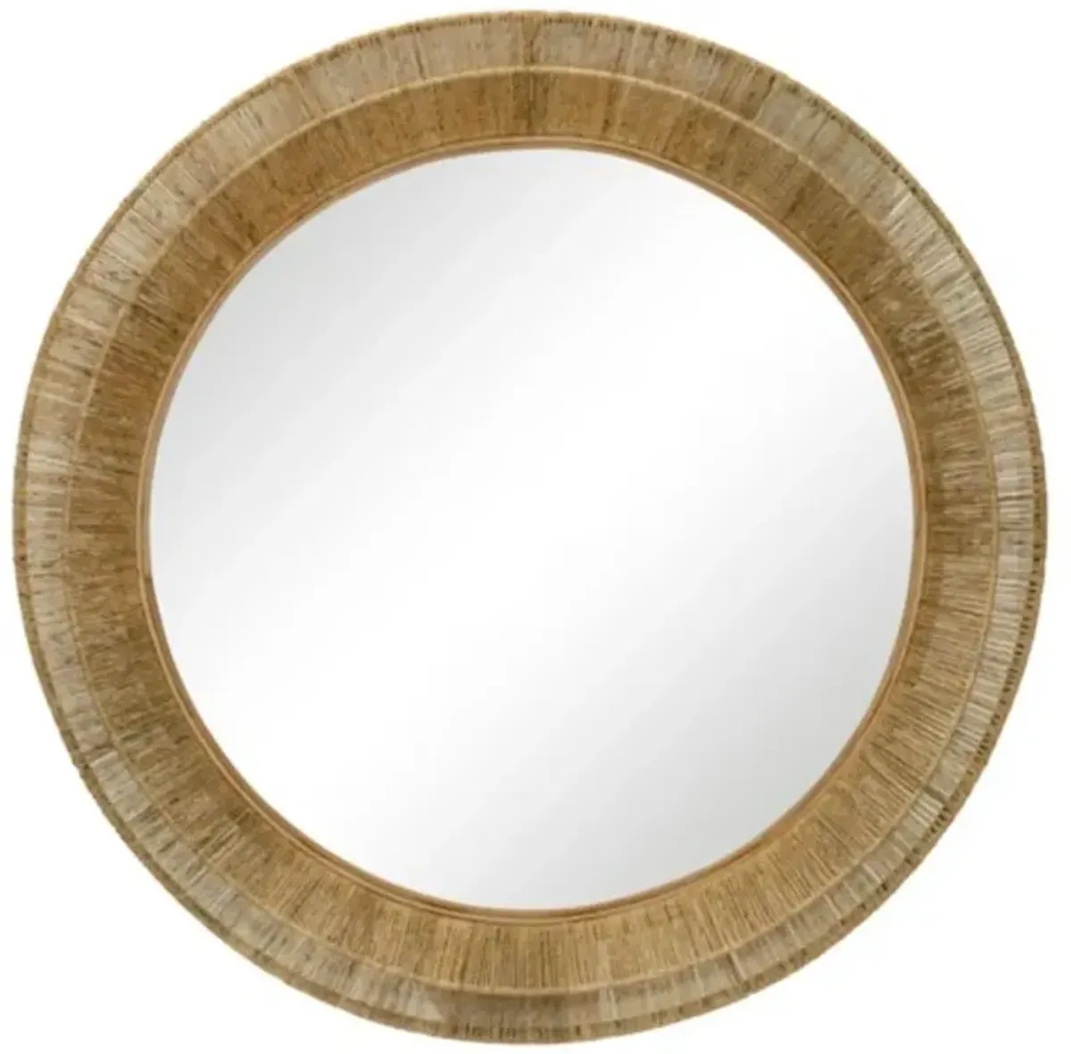 Jill Coastal Beach Natural Brown Jute Round Wall Mirror - Large