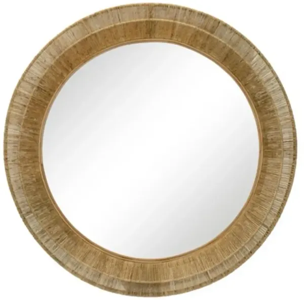 Jill Coastal Beach Natural Brown Jute Round Wall Mirror - Small