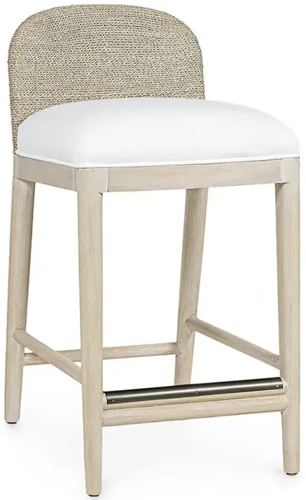 Palecek Surrey Coastal Beach White Performance Whitewashed Hardwood Counter Stool