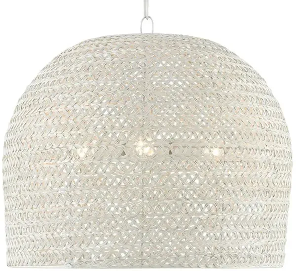 Athel Coastal Beach White Woven Iron Chandelier - Medium