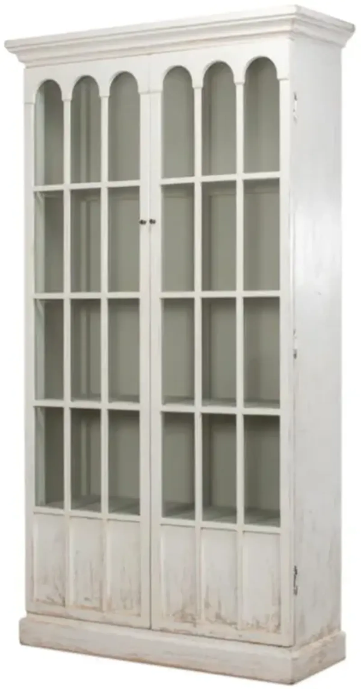 Audrey French Country Whitewashed Reclaimed Pine Wood Display Case