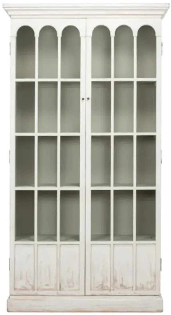 Audrey French Country Whitewashed Reclaimed Pine Wood Display Case