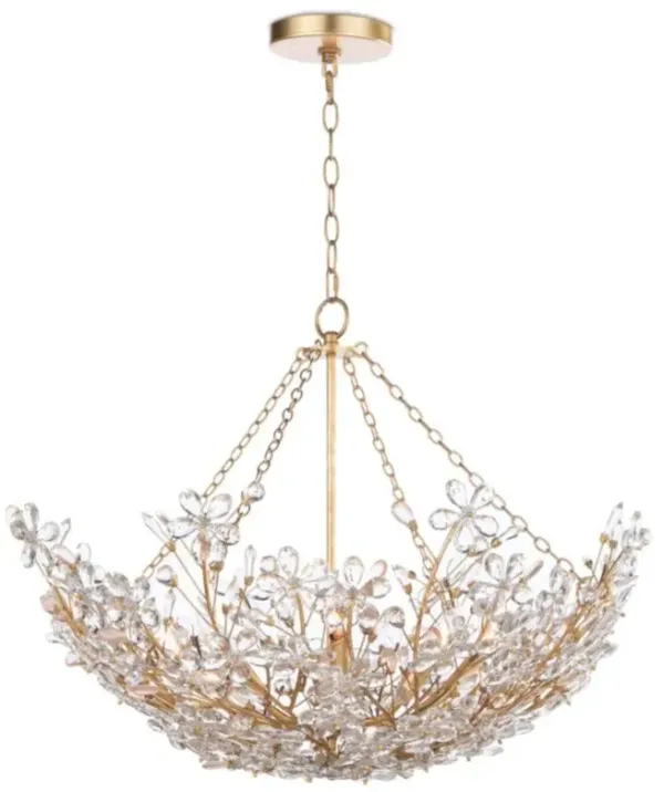 Cheshire Regency Crystal Flowers Shade Gold Metal Chandelier