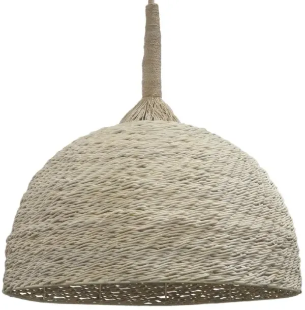 Palecek Wisteria Coastal Beach White Woven Wicker Statement Pendant