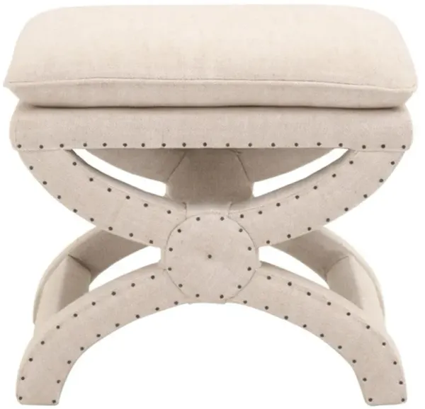 Greta Modern Classic Cream Upholstered Curved Wood Base Stool