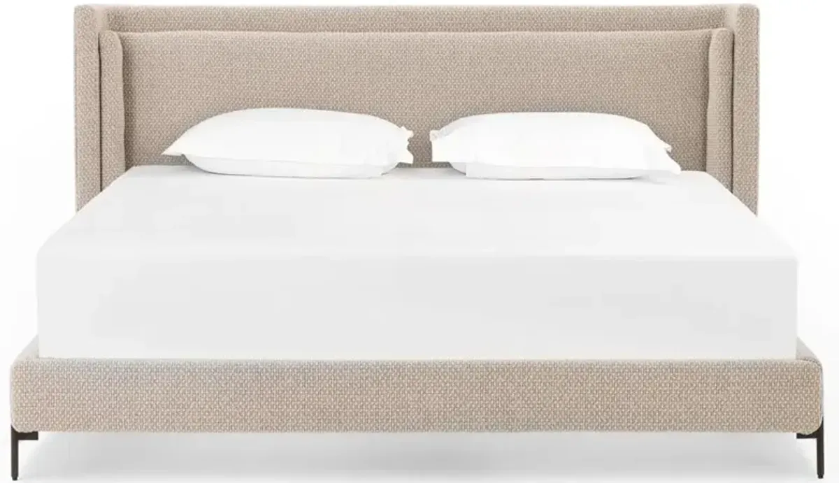 Elijah Modern Classic Beige Performance Wingback Classic Bed - King