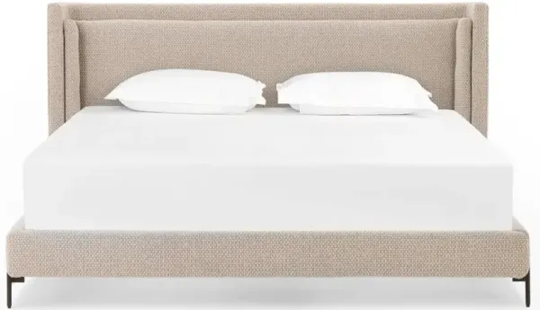 Elijah Modern Classic Beige Performance Wingback Classic Bed - King