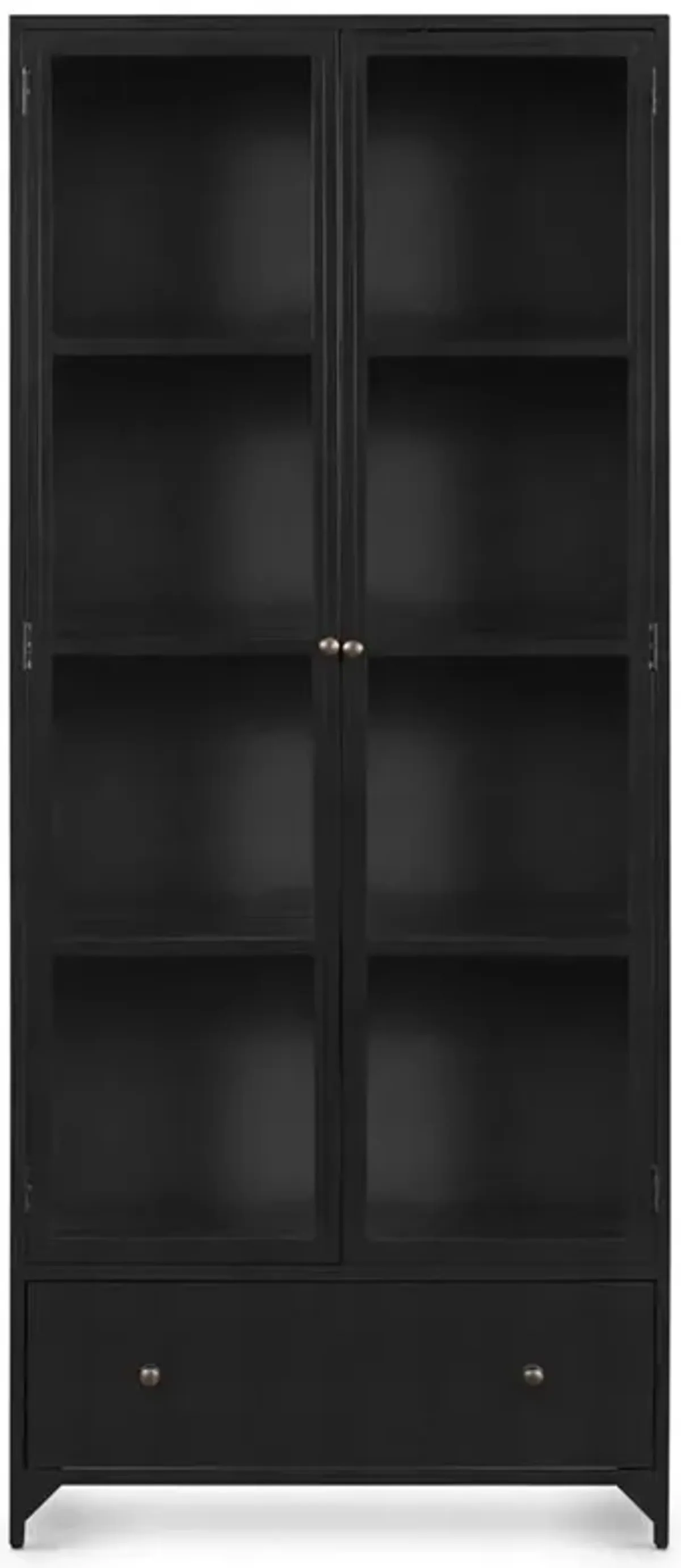 Katren Industrial Loft Black Iron Clear Glass Display Case