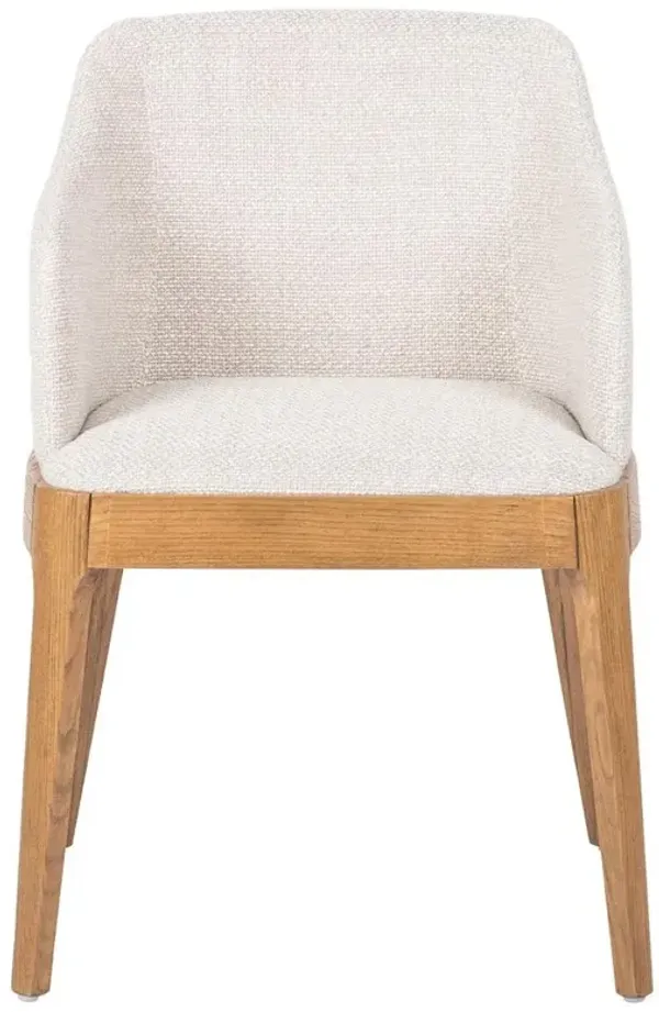 Jose Mid Century Cream Performance Brown Wood Dining Arm Chair