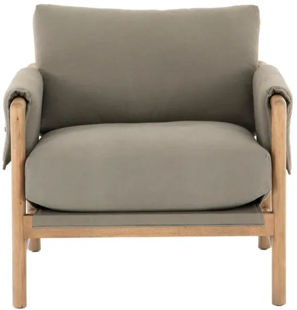 Damian Mid Century Modern Olive Upholstered Brown Wood Living Room Arm Chair