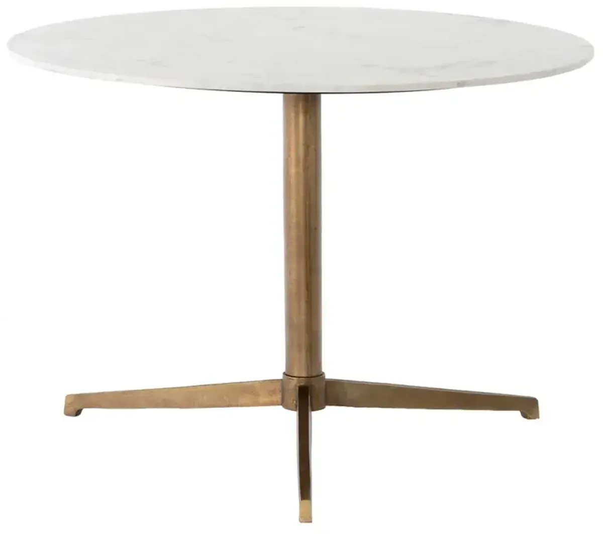 Parker Modern Classic Brown Aluminum White Marble Top Bistro Dining Table - 42"W