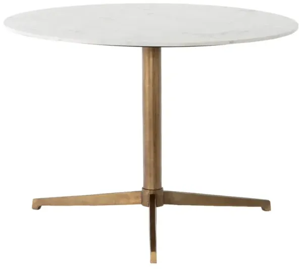 Parker Modern Classic Brown Aluminum White Marble Top Bistro Dining Table - 42"W