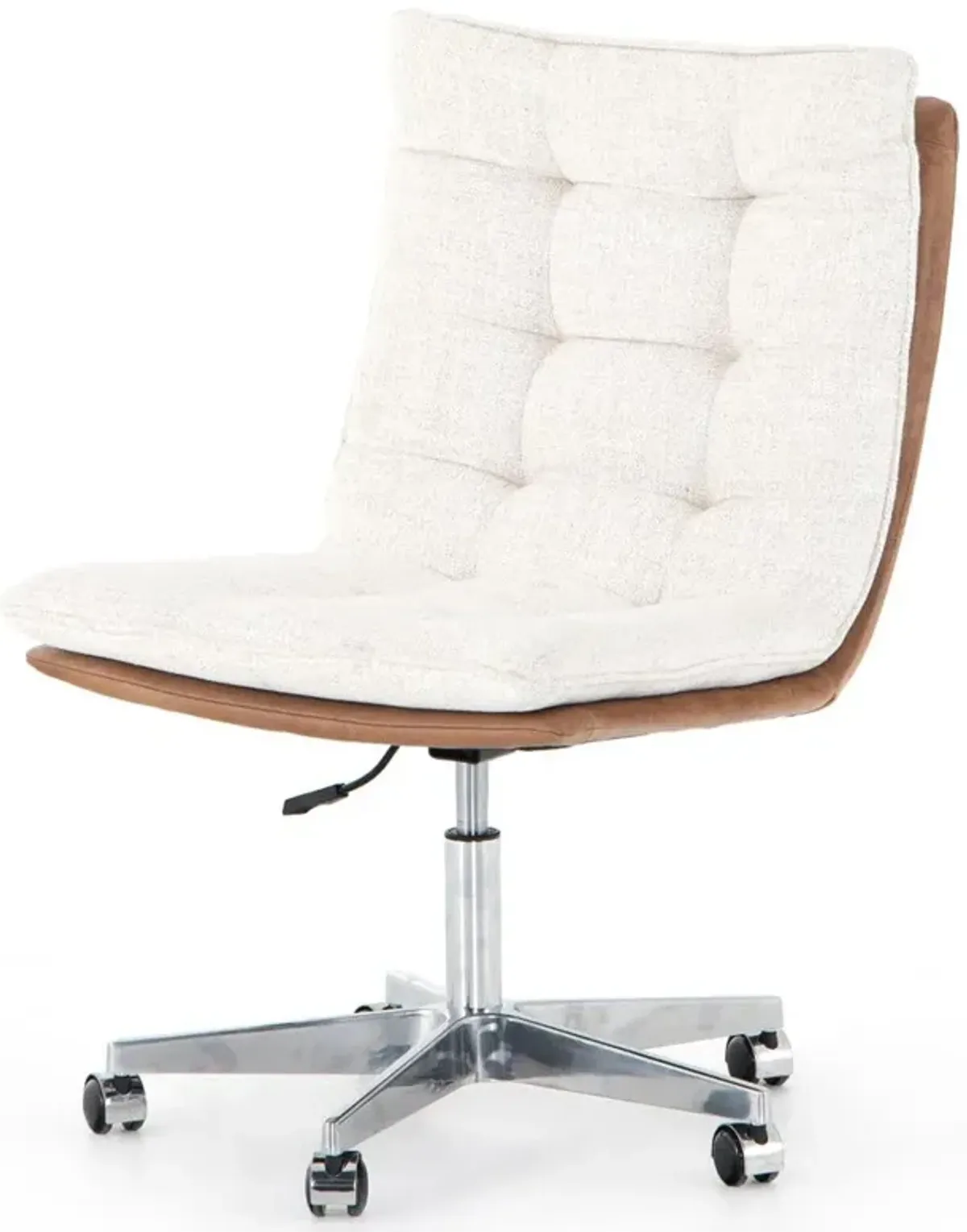 Amir Modern Tufted Cream Upholstered Aluminum Casters Rolling Office Side Chair