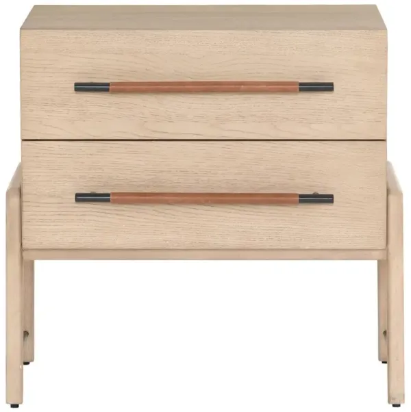 Matthew Modern Classic Brown Wood 2 Drawer Nightstand