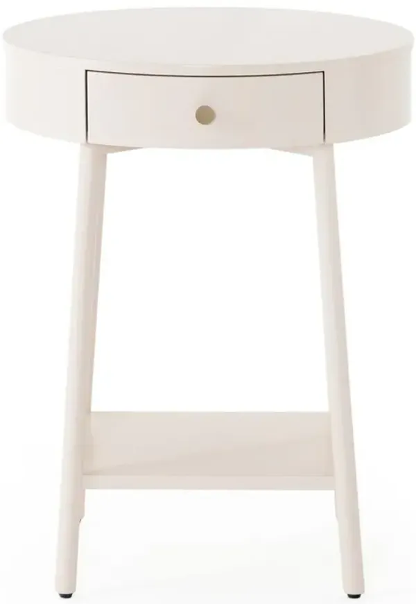 Tyra Hollywood Regency White Wood 1 Drawer Nightstand