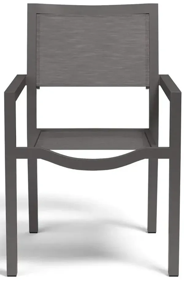 Stella Industrial Grey Performance Sling Outdoor Dining Arm Chair