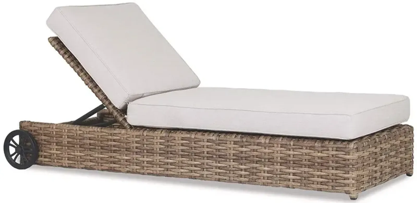 Aria Brown Rattan White Performance Adjustable Outdoor Chaise Lounge