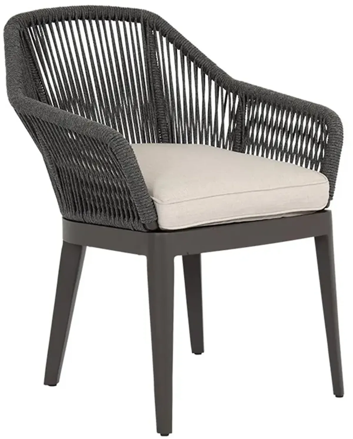 Levi Coastal Grey Aluminum White Sunbrella Outdoor Dining Chair