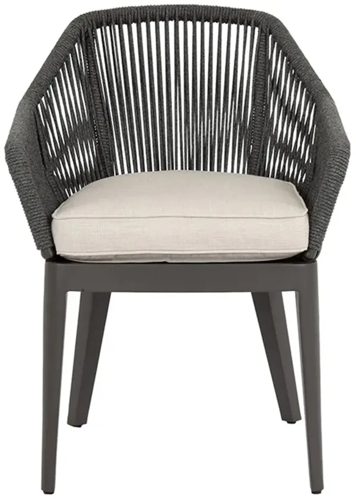 Levi Coastal Grey Aluminum White Sunbrella Outdoor Dining Chair