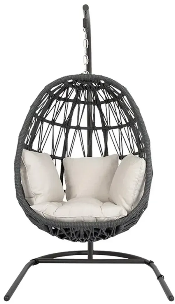 Levi Coastal Grey Aluminum White Sunbrella Outdoor Egg Chair