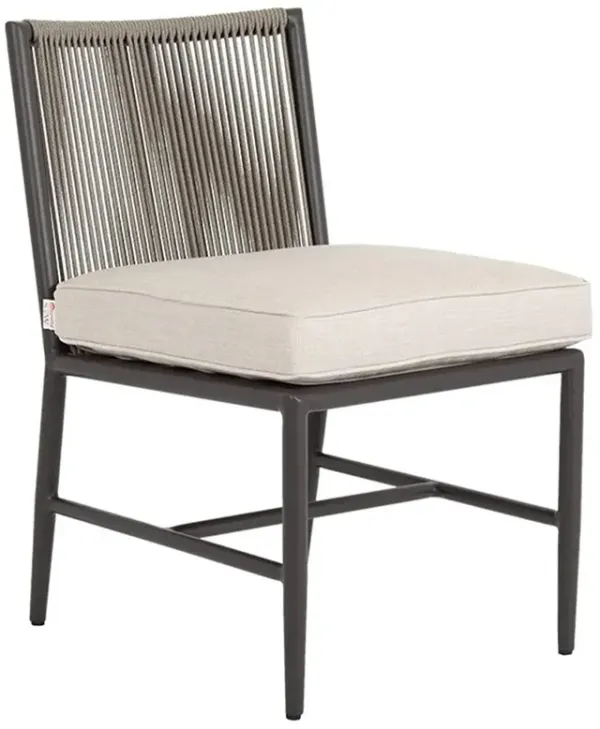 Aurora Mid Century Grey Aluminum Sunbrella Outdoor Dining Side Chair
