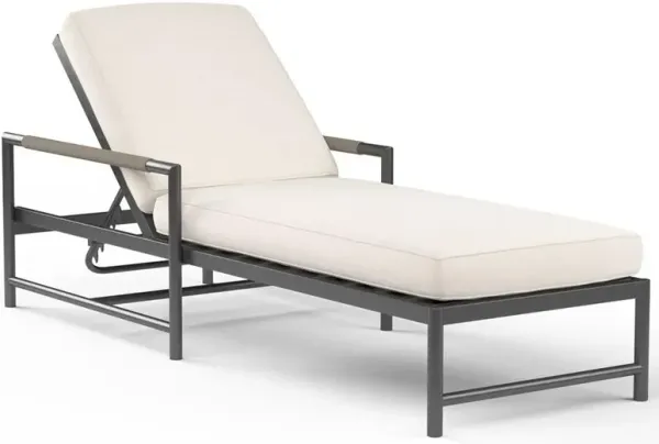 Aurora Mid Century Grey Aluminum Sunbrella Outdoor Chaise Lounge