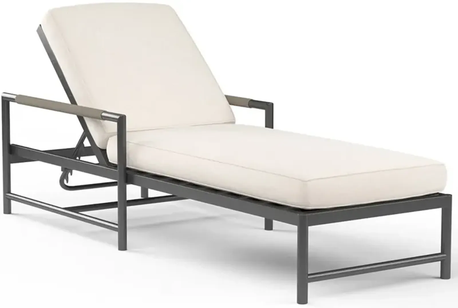 Aurora Mid Century Grey Aluminum Sunbrella Outdoor Chaise Lounge