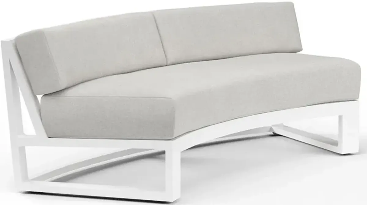 Roman Industrial White Aluminum Sunbrella Curved Outdoor Sofa