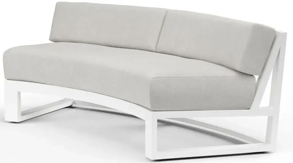 Roman Industrial White Aluminum Sunbrella Curved Outdoor Sofa