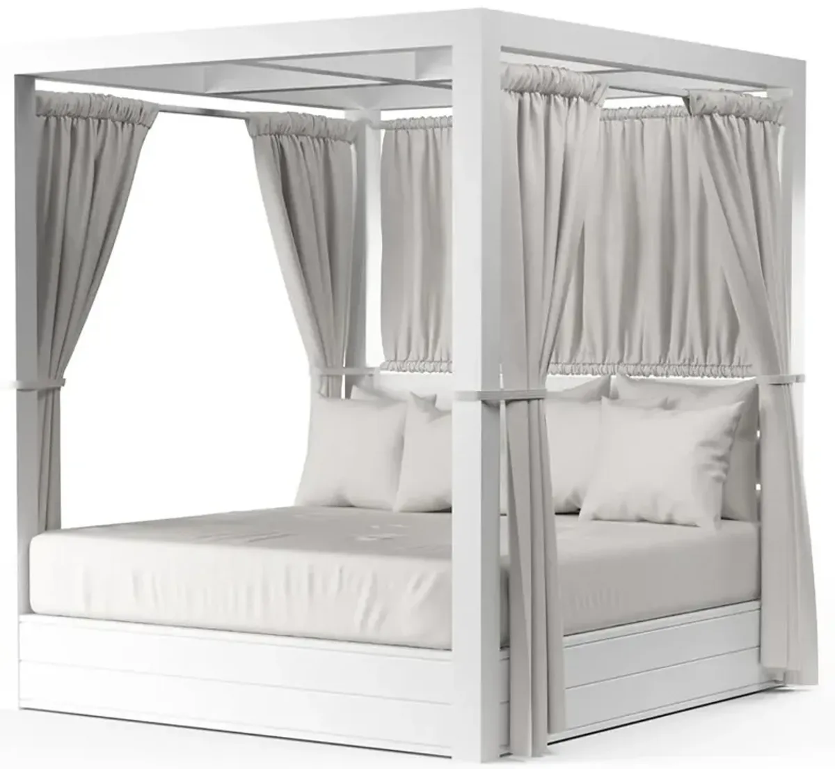 Roman Industrial Loft White Aluminum Resort Outdoor Daybed - King