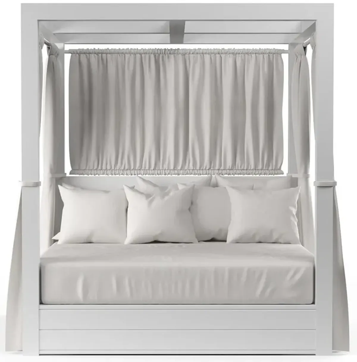 Roman Industrial Loft White Aluminum Resort Outdoor Daybed - King