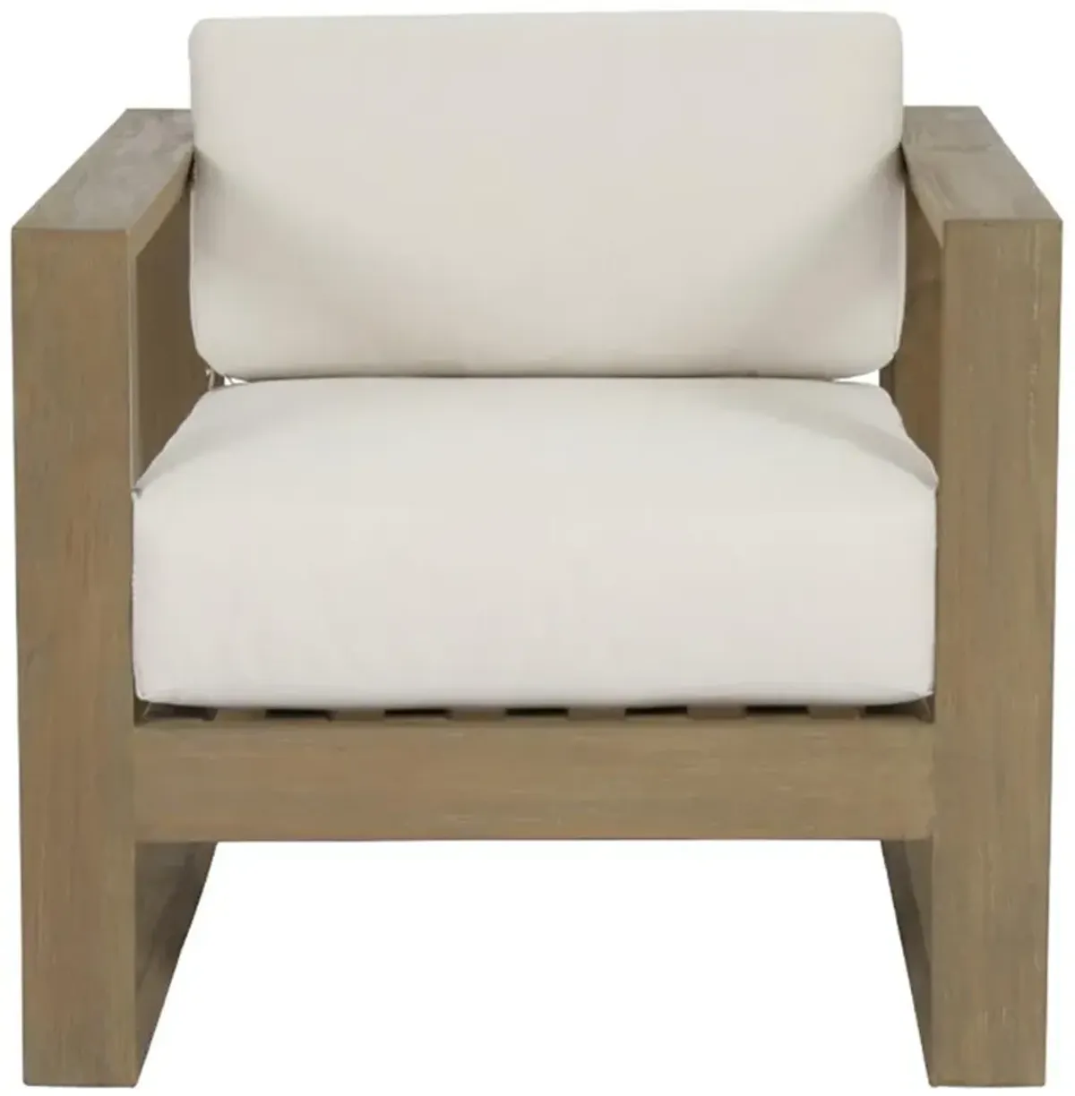 Amina Coastal Natural Teak White Sunbrella Outdoor Lounge Chair