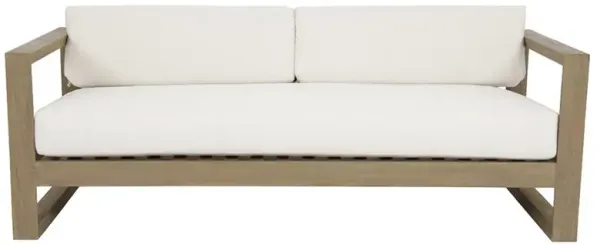 Amina Coastal Natural Teak White Sunbrella Outdoor Sofa - 90"W