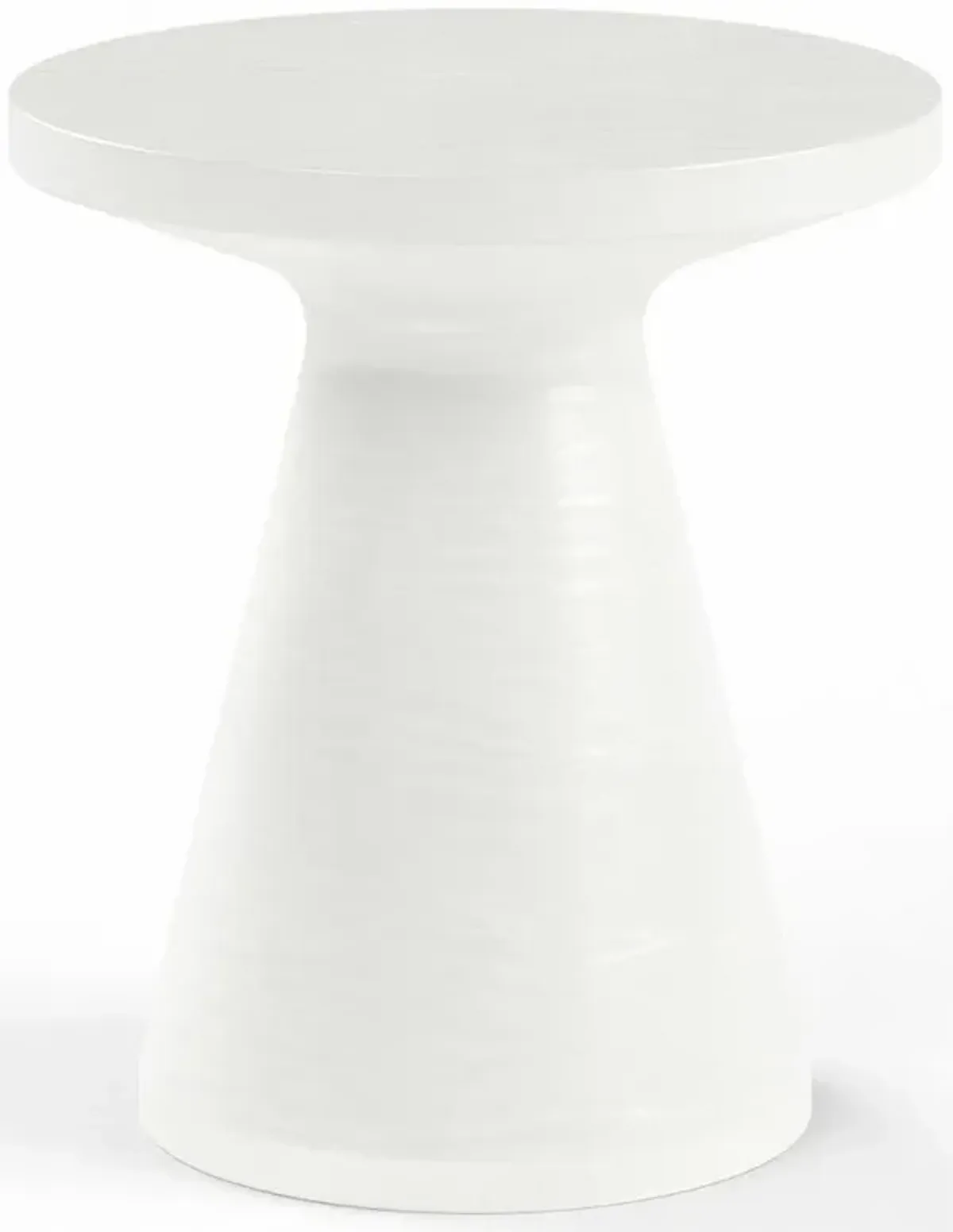 Charlie Modern White Glass Fiber Concrete Round Outdoor Side End Table