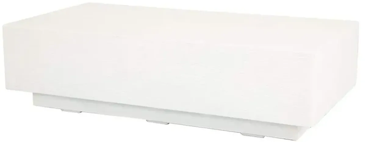 Charlie Modern White Glass Fiber Concrete Rectangular Outdoor Coffee Table