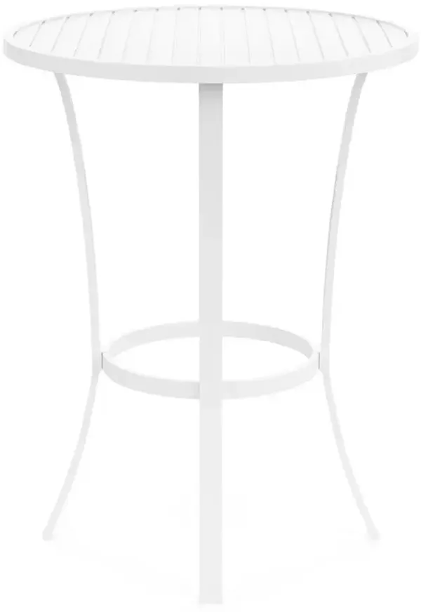 Zuri Coastal White Aluminum Round Outdoor Dining Bar Table - 32"W