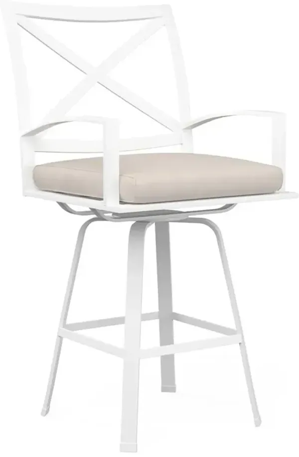 Zuri Coastal Grey Sunbrella Aluminum Swivel Outdoor Counter Stool