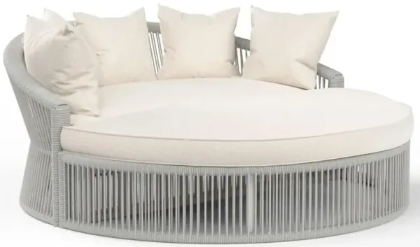 Mateo Coastal Sunbrella Silver Grey Aluminum Round Outdoor Daybed